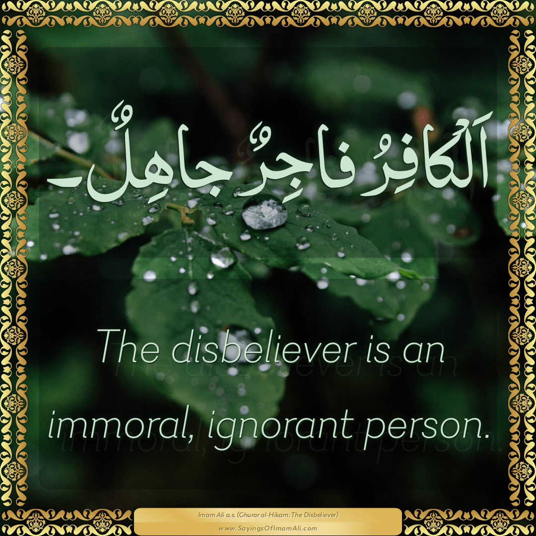 The disbeliever is an immoral, ignorant person.